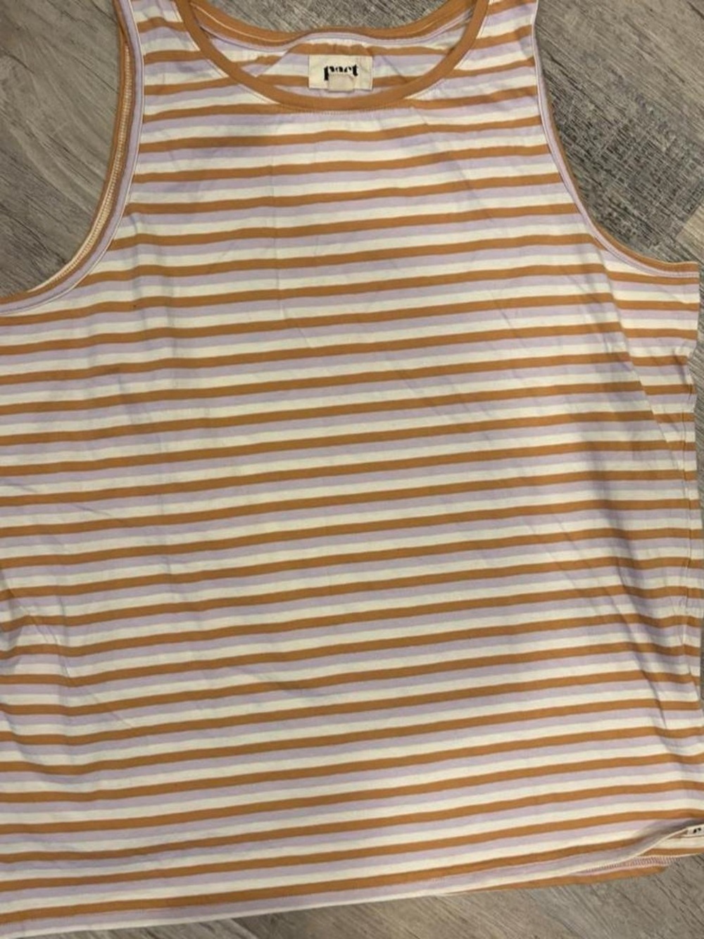 Pact Women's Striped Tank Top in White and Mustard